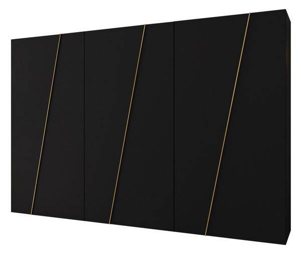 Gardróbszekrény Hartford 641, Laminált forgácslap, 202x300x50cm, Aranysárga, Fekete