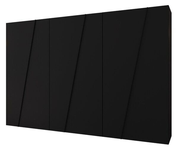 Gardróbszekrény Hartford 641, Laminált forgácslap, 202x300x50cm, Fekete