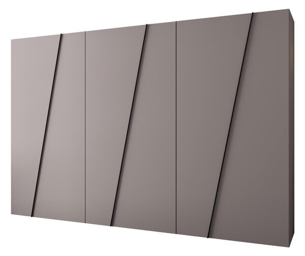 Gardróbszekrény Hartford 641, Laminált forgácslap, 202x300x50cm, Kasmír, Fekete