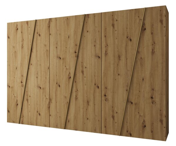 Gardróbszekrény Hartford 641, Laminált forgácslap, 202x300x50cm, Artisan tölgy, Aranysárga