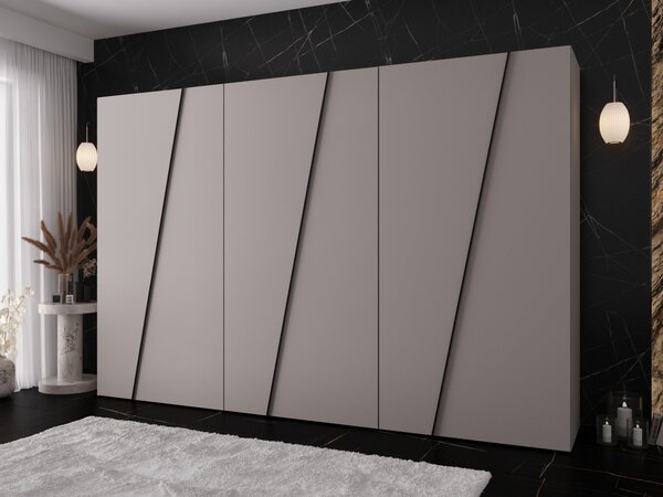 Gardróbszekrény Hartford 641, Laminált forgácslap, 202x300x50cm, Kasmír, Fekete