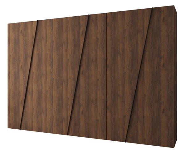 Gardróbszekrény Hartford 641, Laminált forgácslap, 202x300x50cm, Dió, Fekete