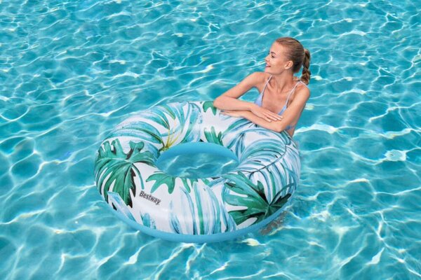 Bestway 36237 pálmalevél mintás úszógumi, 119cm Kék