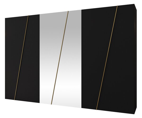 Gardróbszekrény Hartford 642, Laminált forgácslap, 202x300x50cm, Aranysárga, Fekete