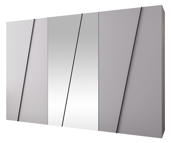 Gardróbszekrény Hartford 642, Laminált forgácslap, 202x300x50cm, Fekete, Fehér