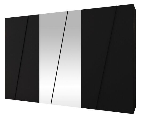 Gardróbszekrény Hartford 642, Laminált forgácslap, 202x300x50cm, Fekete