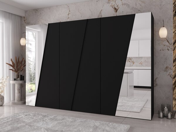 Gardróbszekrény Hartford 642, Laminált forgácslap, 202x300x50cm, Fekete