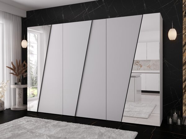 Gardróbszekrény Hartford 642, Laminált forgácslap, 202x300x50cm, Fekete, Fehér