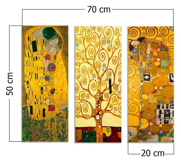 MDF0067 Gustav Klimt MDF falikép, 3 db-os szett