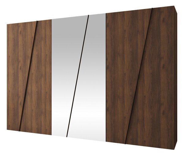 Gardróbszekrény Hartford 642, Laminált forgácslap, 202x300x50cm, Dió, Fekete