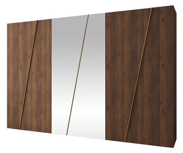 Gardróbszekrény Hartford 642, Laminált forgácslap, 202x300x50cm, Dió, Aranysárga