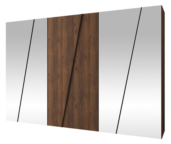 Gardróbszekrény Hartford 643, Laminált forgácslap, 202x300x50cm, Dió, Fekete