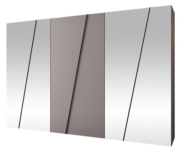 Gardróbszekrény Hartford 643, Laminált forgácslap, 202x300x50cm, Kasmír, Fekete