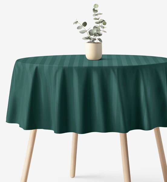 Goldea kör alakú damaszt terítő - sötétzöld csíkos Ø 120 cm