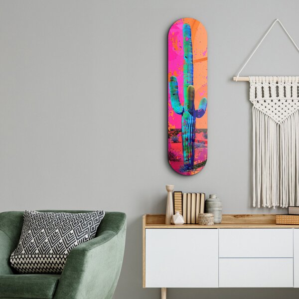 Cactus edzett üvegkép, 20 x 80 cm