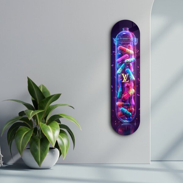 Colorful LV Tube edzett üvegkép, 20 x 80 cm