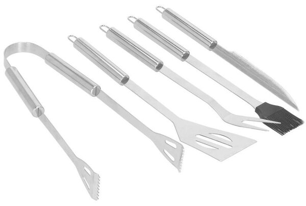 Springos rozsdamentes grill készlet, 5 darabos, grillszett táskában