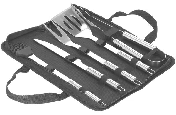 Springos rozsdamentes grill készlet, 5 darabos, grillszett táskában
