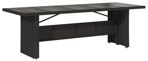 7 részes fekete polyrattan kerti étkezőgarnitúra párnával
