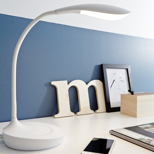 Asztali lámpa Markslöjd, Swan, dimmable, Fehér, Dolgozószoba / iroda, Műanyag, Skandináv