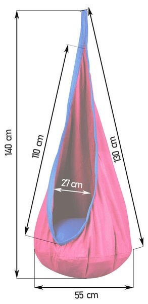 NeoSport egyszemélyes Csepphinta, párnás, 140x55 cm, 80 kg - Rózsaszín
