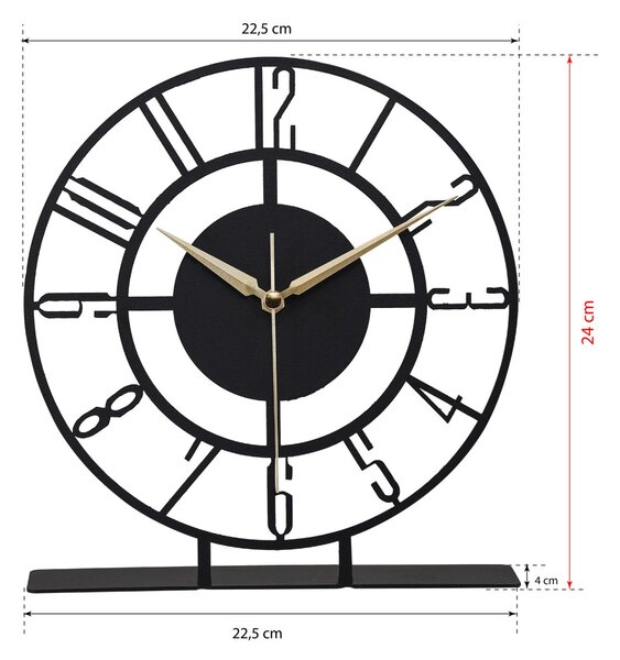 Bunella fekete fém falióra, Ø25 cm
