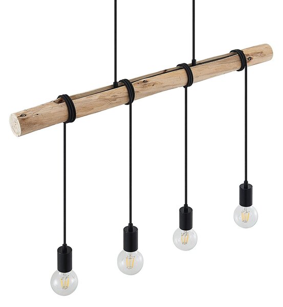 Függőlámpa Lindby, Ferris, dimmable, Fa, Étkező, Fém, Vintage