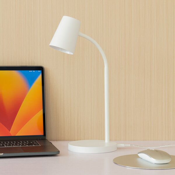 Asztali lámpa Lindby, Ailina, dimmable, Fehér, Dolgozószoba / iroda, Műanyag, Modern