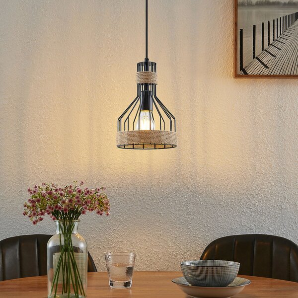 Függőlámpa Lindby, Ivaneska, dimmable, Fekete, Nappali, Fém, Modern