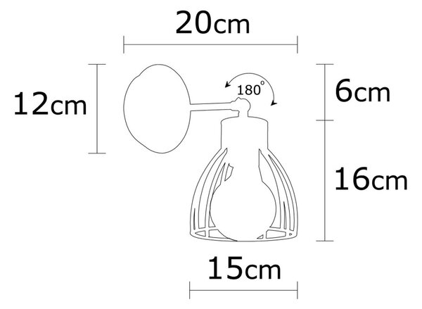 Kemah N-1238 fekete-bronz fém falilámpa