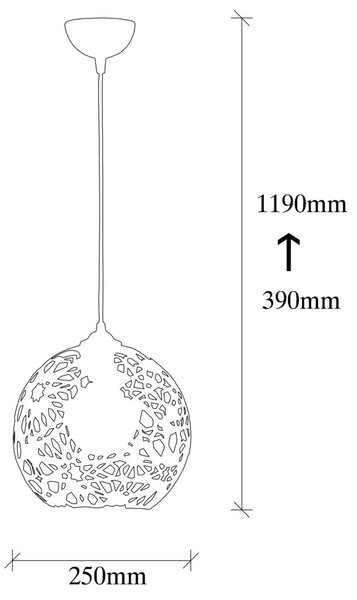 Fellini MR 785 fekete vas függőlámpa, Ø25 cm
