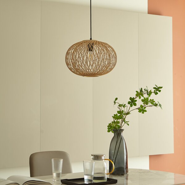 Függőlámpa Lindby, Solvira, dimmable, Fa, Nappali, Bambusz, Boho