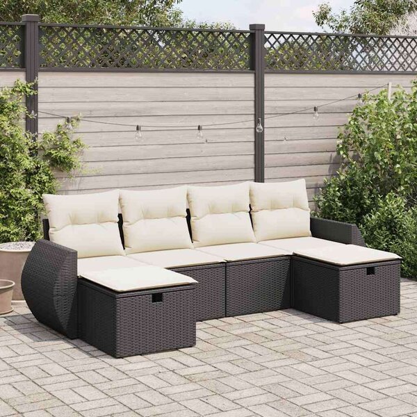 VidaXL Polyrattan Kerti Ülőgarnitúra - 6 részes - Fekete