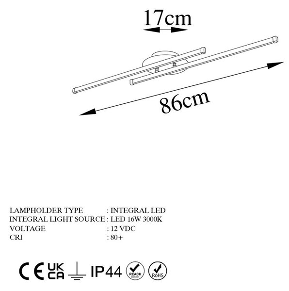 Umut 13296 fekete fém LED függőlámpa, 86 x 17 cm