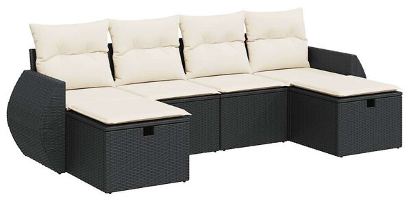 VidaXL Polyrattan Kerti Ülőgarnitúra - 6 részes - Fekete