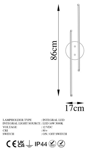 Umut 13299 fekete fém LED falilámpa