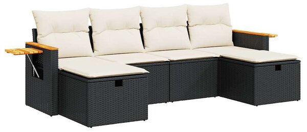 VidaXL Polyrattan Kerti Ülőgarnitúra - 6 részes - Fekete