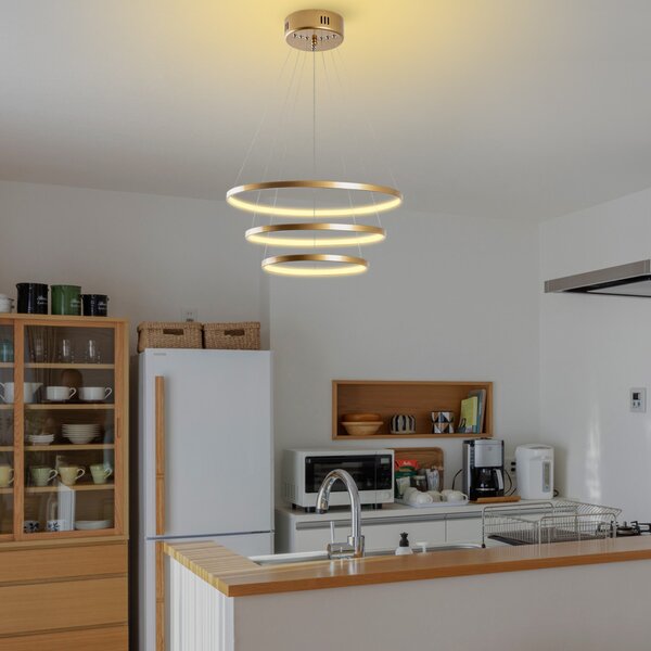 Simit 13700 arany fém LED függőlámpa, 50 x 50 cm