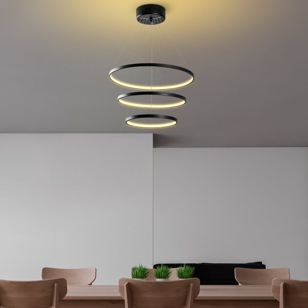 Simit 13697 fekete fém LED függőlámpa, 50 x 50 cm