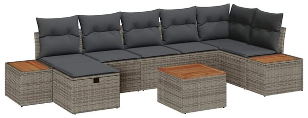 VidaXL Kerti Kanapé Szett párnával 8 pcs Szürke Poli rattan