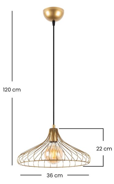 DEPAY-11251 arany fém függőlámpa, Ø36 cm