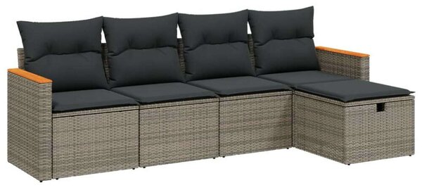 VidaXL Polyrattan Kerti Ülőgarnitúra - 5 részes - Szürke