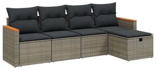 VidaXL Polyrattan Kerti Ülőgarnitúra - 5 részes - Szürke