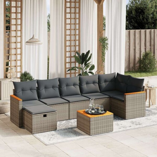 VidaXL Polyrattan Kerti Ülőgarnitúra - 8 részes - Szürke