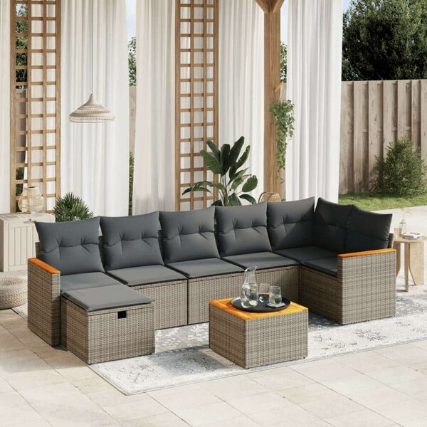 VidaXL Polyrattan Kerti Ülőgarnitúra - 8 részes - Szürke