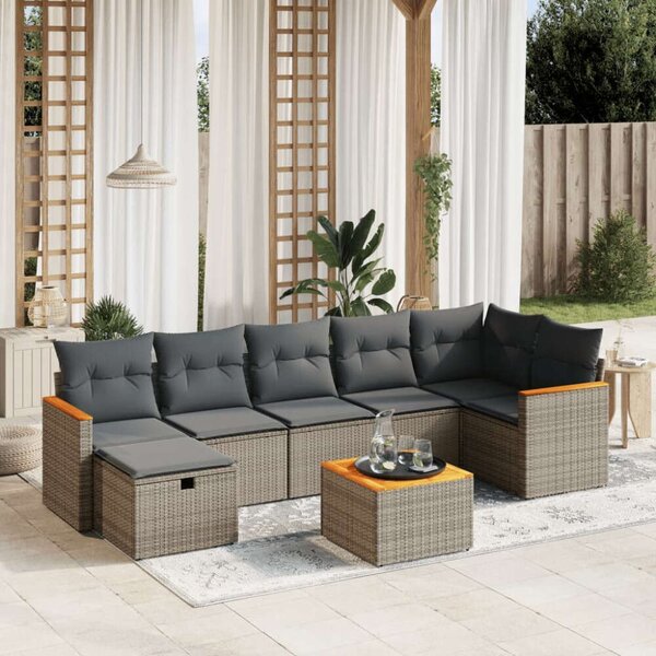 VidaXL Polyrattan Kerti Ülőgarnitúra - 8 részes - Szürke