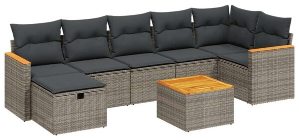 VidaXL Polyrattan Kerti Ülőgarnitúra - 8 részes - Szürke