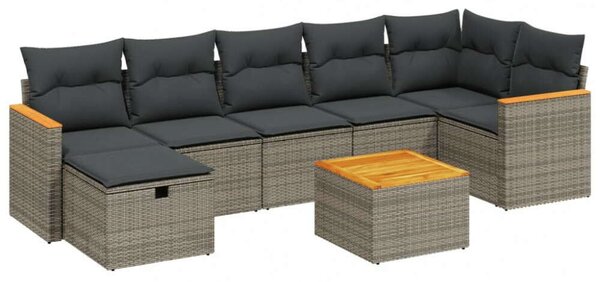 VidaXL Polyrattan Kerti Ülőgarnitúra - 8 részes - Szürke