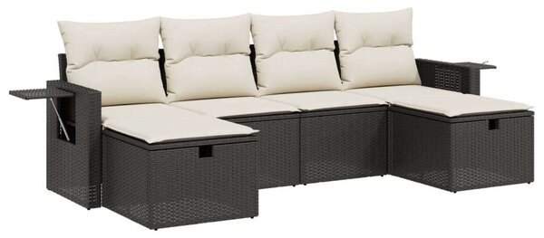 VidaXL Polyrattan Kerti Ülőgarnitúra - 6 részes - Fekete