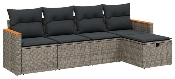 VidaXL Polyrattan Kerti Ülőgarnitúra - 5 részes - Szürke